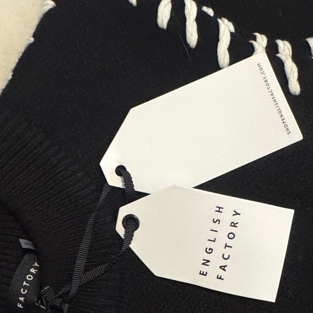English Factory Black Knit sweater with White Stitching Brand New - Picture 5 of 5